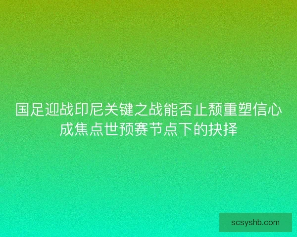 国足迎战印尼关键之战能否止颓重塑信心成焦点世预赛节点下的抉择