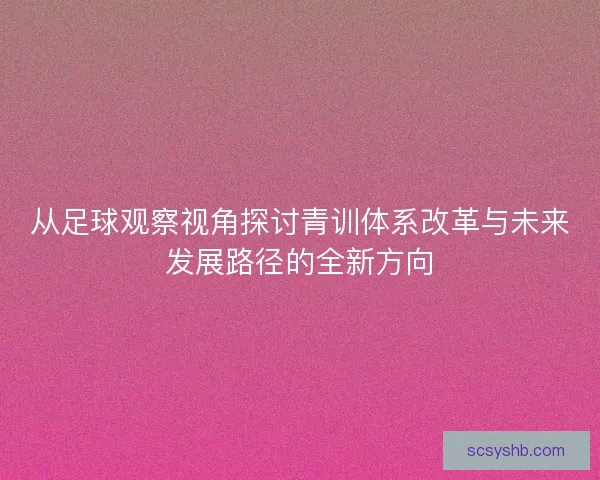 从足球观察视角探讨青训体系改革与未来发展路径的全新方向 从足球观察视角探讨青训体系改革与未来发展路径的全新方向